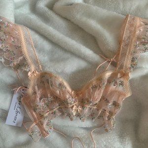 For Love and Lemons Emma Embroidered Bra